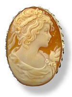 Brooch Mandile 1922 Woman Cammei  in Silver Conchiglia 2MSPC18